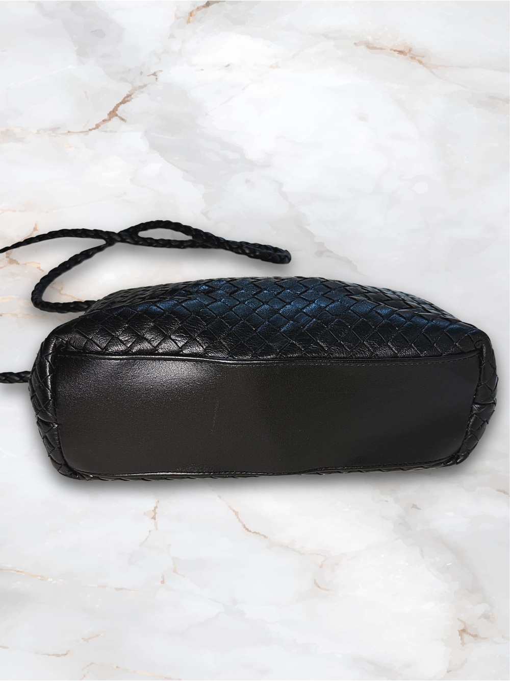 Vintage Black Woven Leather Kiss Lock Frame Bag 2 Way • Clutch Shoulder Purse - Picture 6 of 15